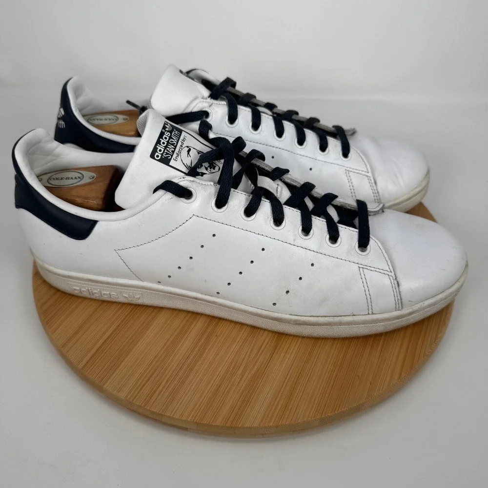 Adidas Stan Smith Men's White Navy Leather Low‎ Top Sneakers Size 13